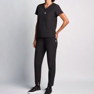 L'ATELIER FORTE Scrub Set Elizabeth Pant & Spring Top in Caviar Black Sz 44T/42